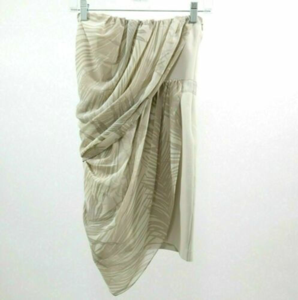 A|X Armani Exchange Dress NEW Womens 0 Strapless Draped Beige White Floral PROM